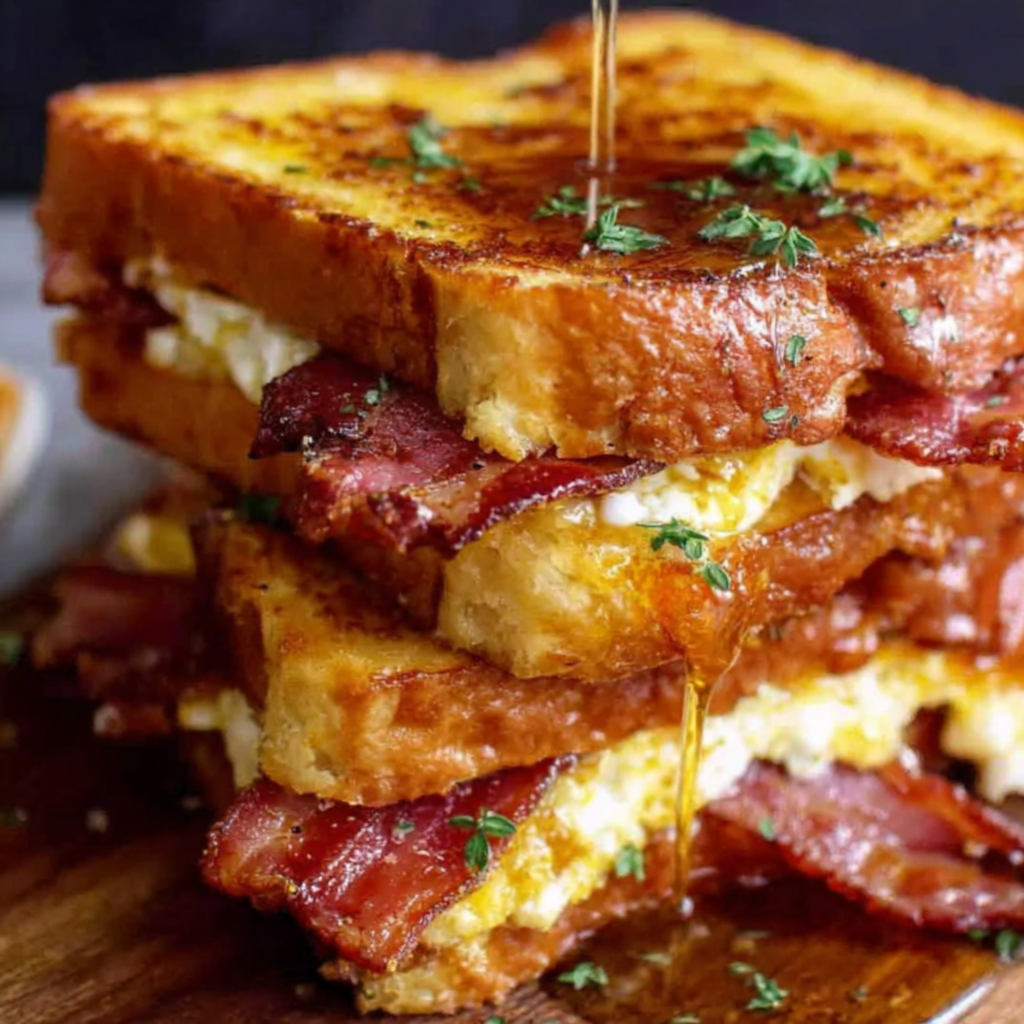 Bourbon Maple Bacon Stuffed Toast Delight