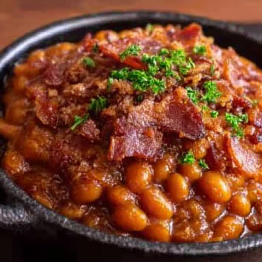 Savory Maple Bourbon Baked Beans Recipe