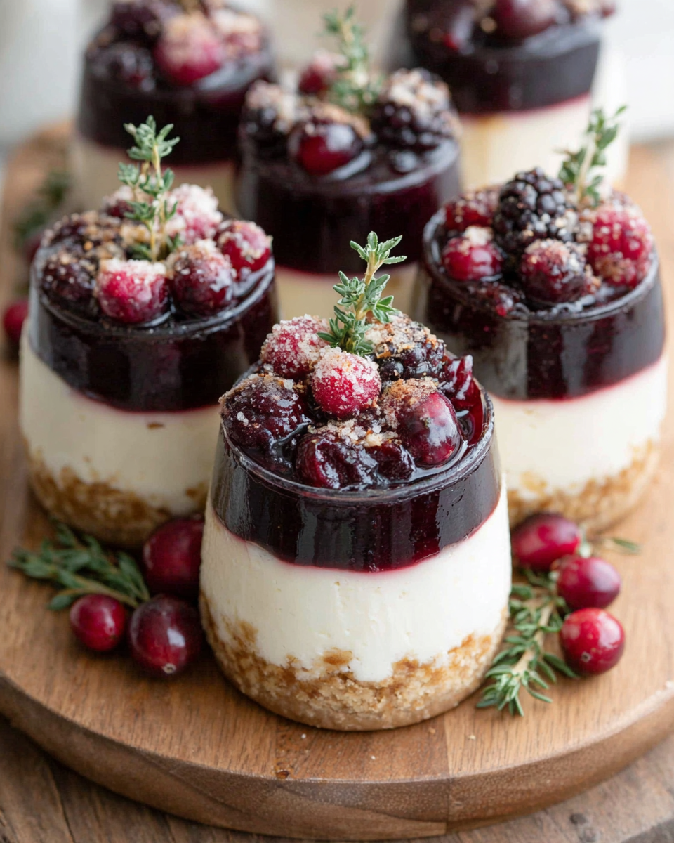 Delicious No-Bake White Chocolate Cheesecakes with Mulled Wine Fruit