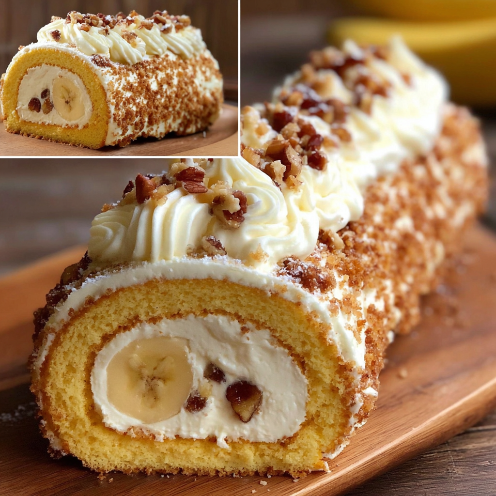 Deliciously Unique Banana Cake Cream Cheese Roll