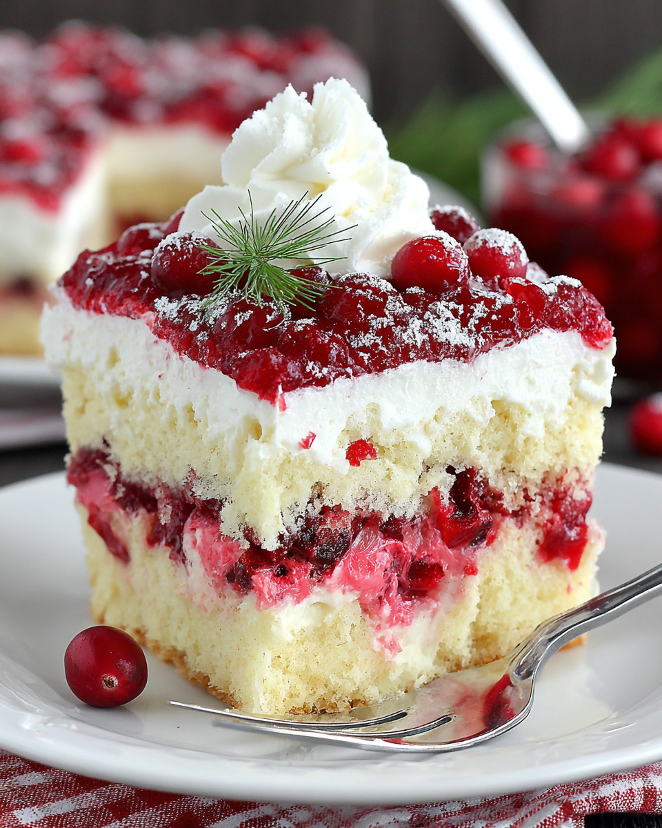 Festive Christmas Cranberry Poke Cake Delight