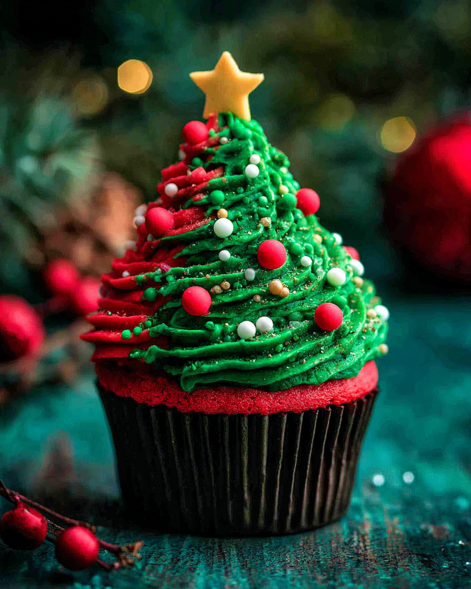 Festive Christmas Tree Cupcakes for Holiday Cheer