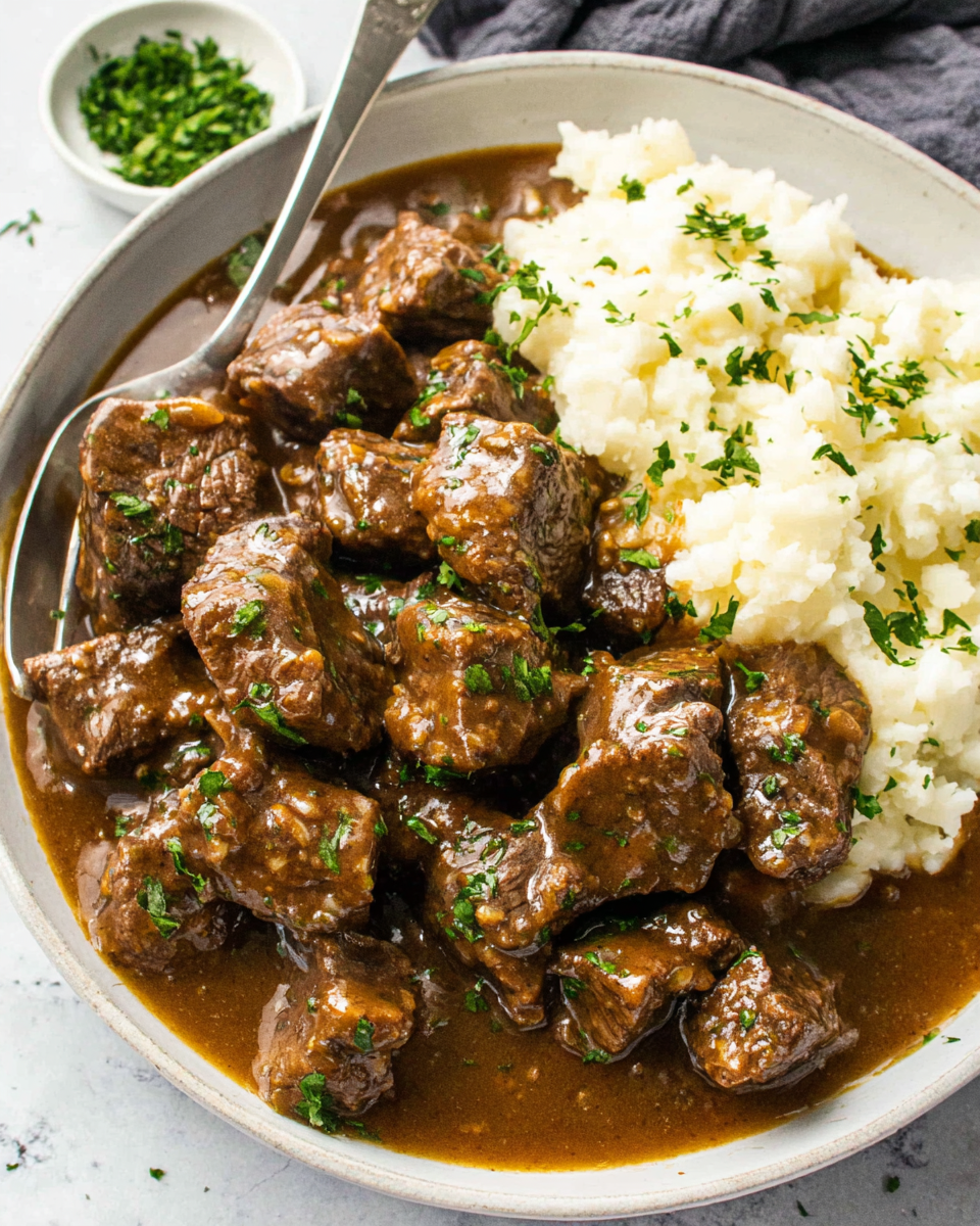 Savor Each Bite of Tender Sirloin Tips in Gravy