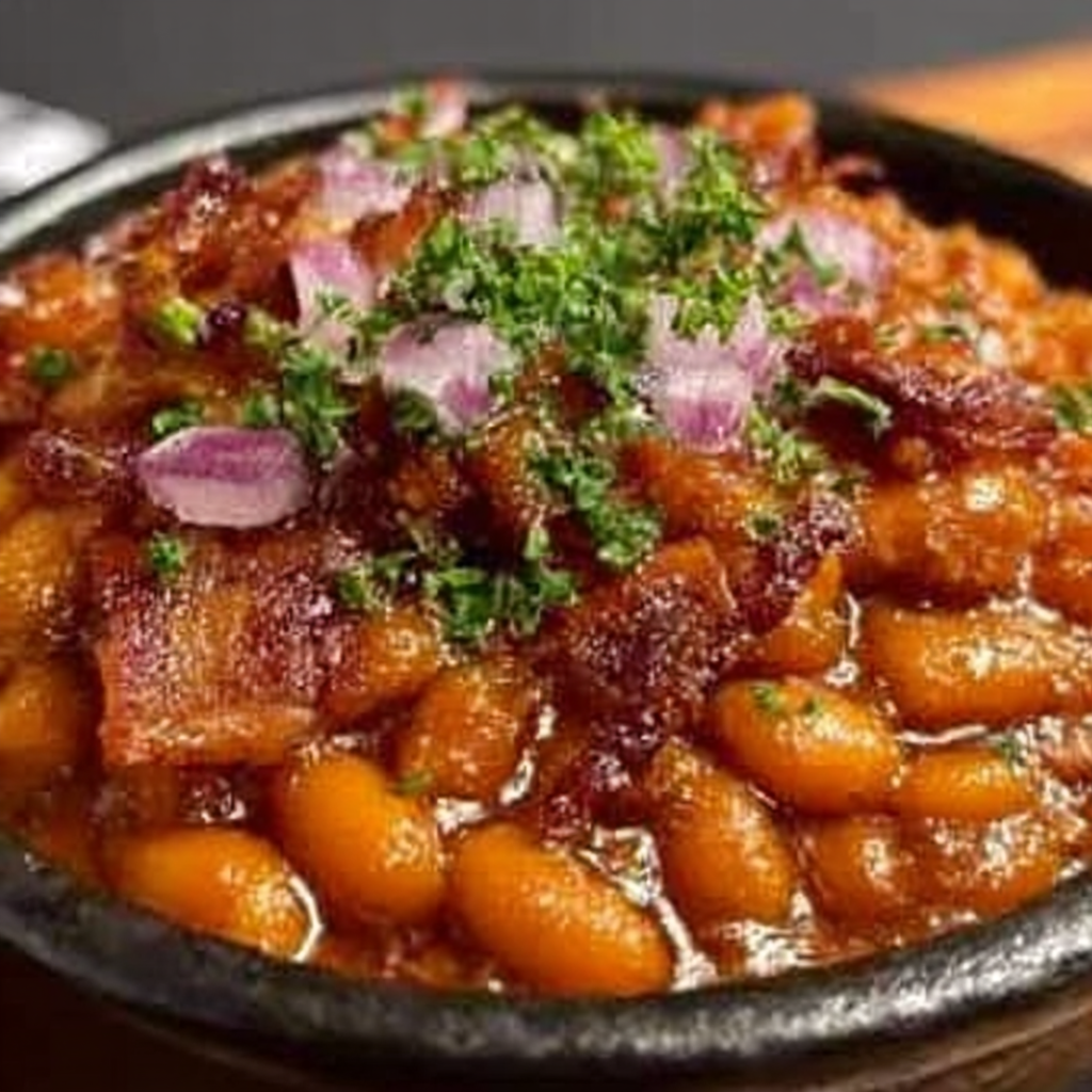 Savory Maple Bourbon Baked Beans Recipe