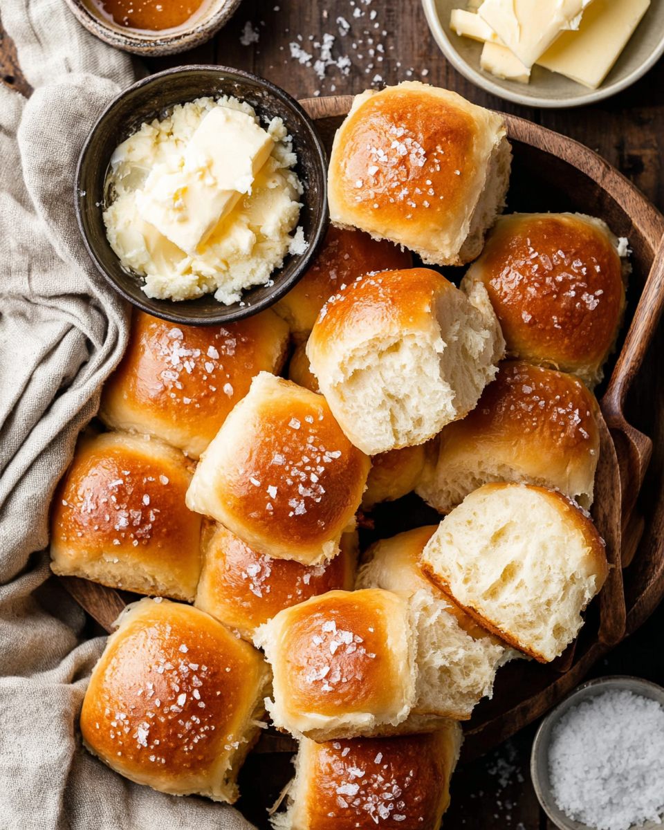 Savory Salted Honey Butter Parker House Rolls