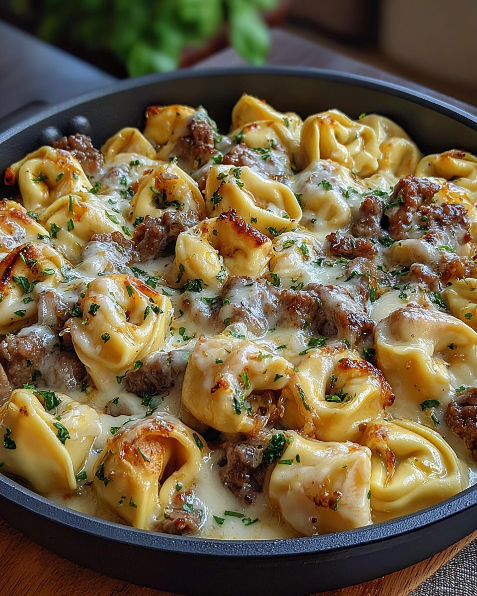 Cheesesteak Tortellini in Rich Provolone Sauce