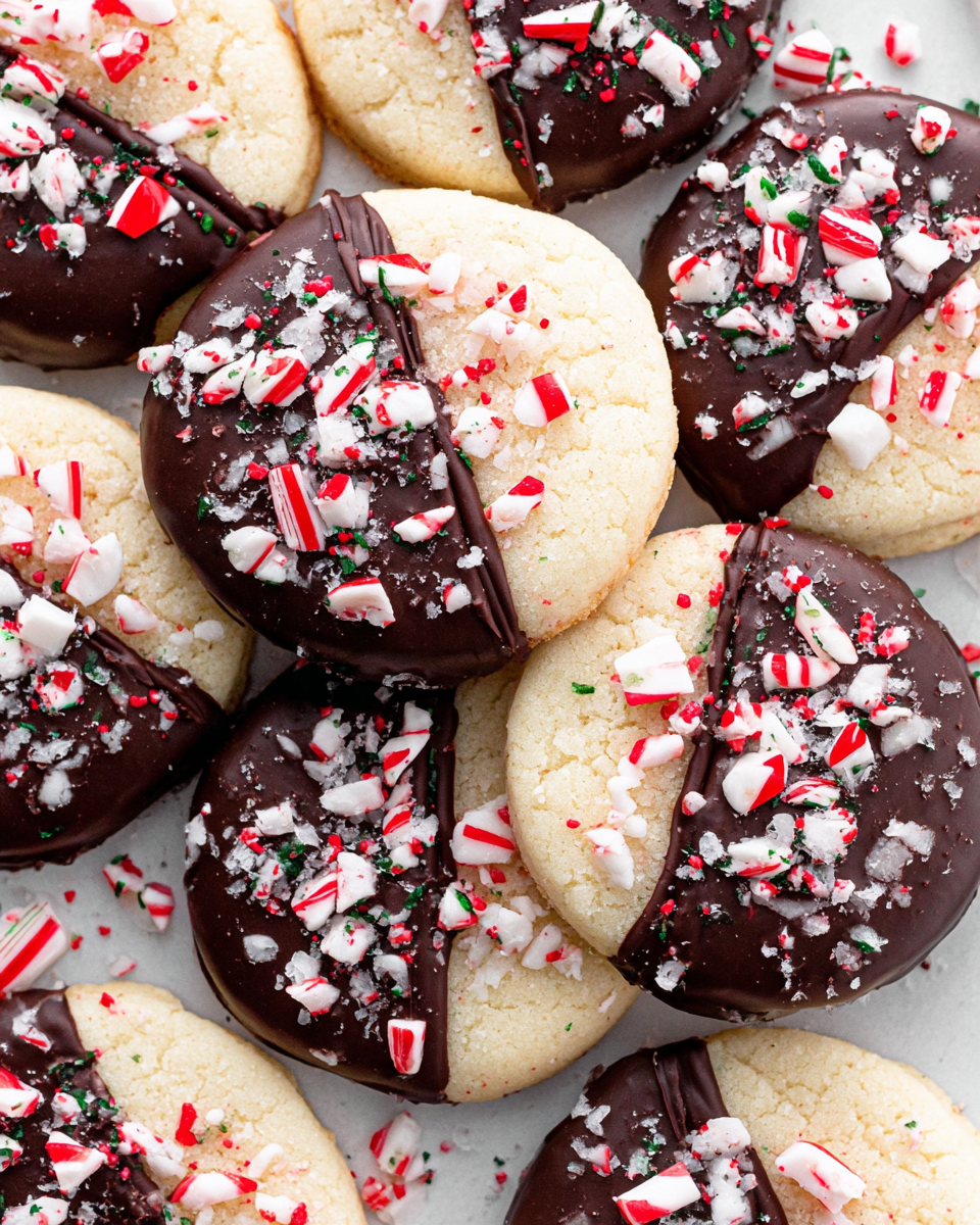 Chocolate Dipped Peppermint Sugar Cookies Recipe