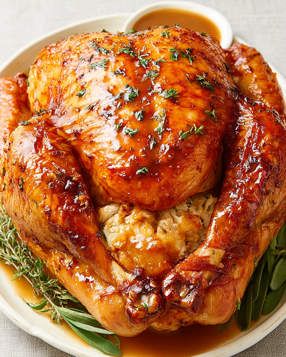 Classic Christmas Roast Turkey with Herb Butter and Gravy