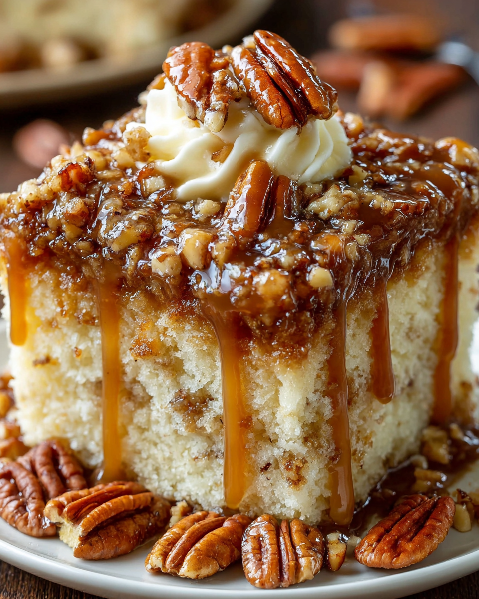Delicious Butter Pecan Praline Poke Cake Recipe