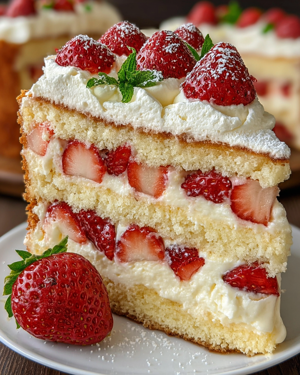 Delicious Strawberry Custard Delight Cake Recipe