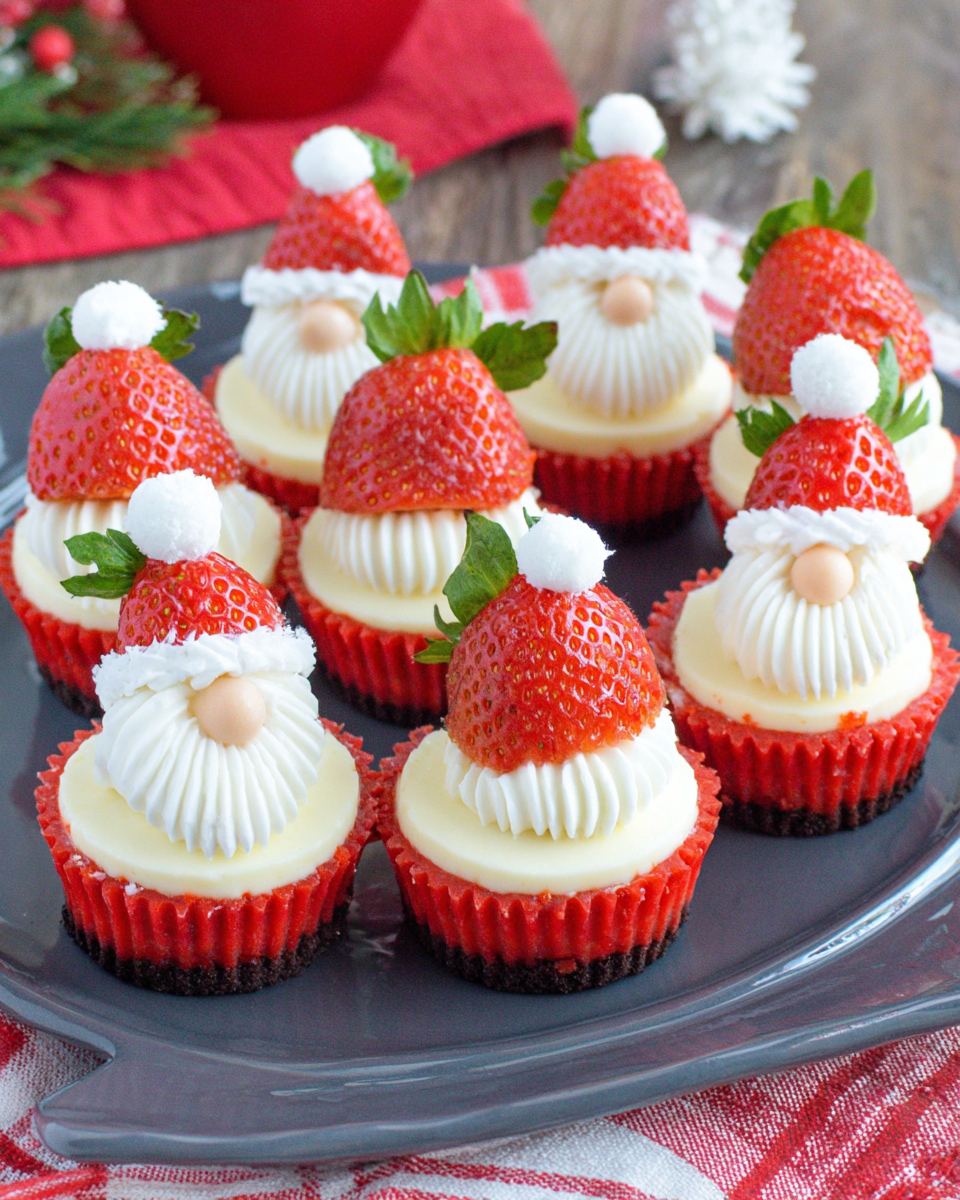 Delightful Cheesecake Strawberry Santas for the Holidays