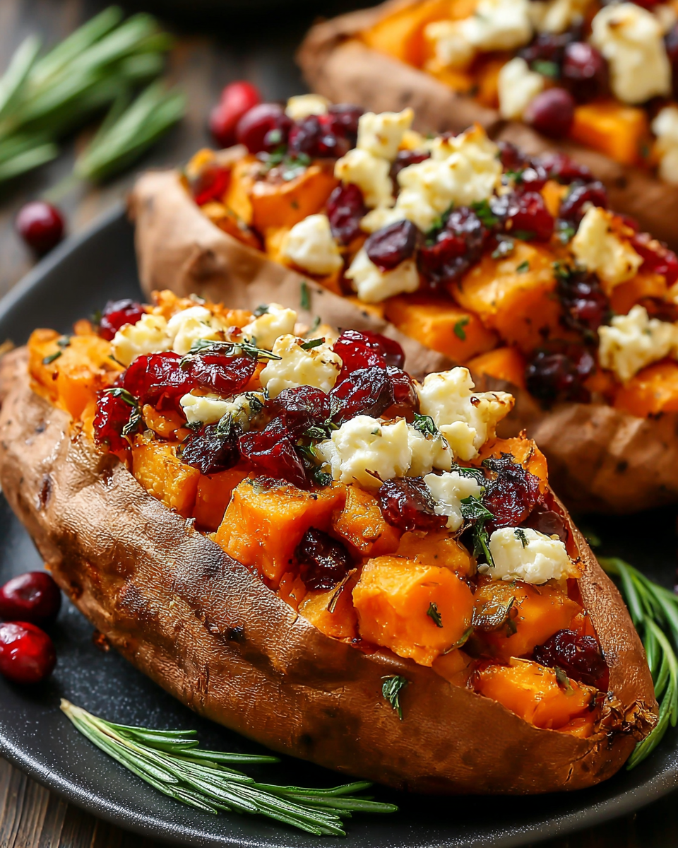 Flavorful Cranberry Apple Twice-Baked Sweet Potatoes