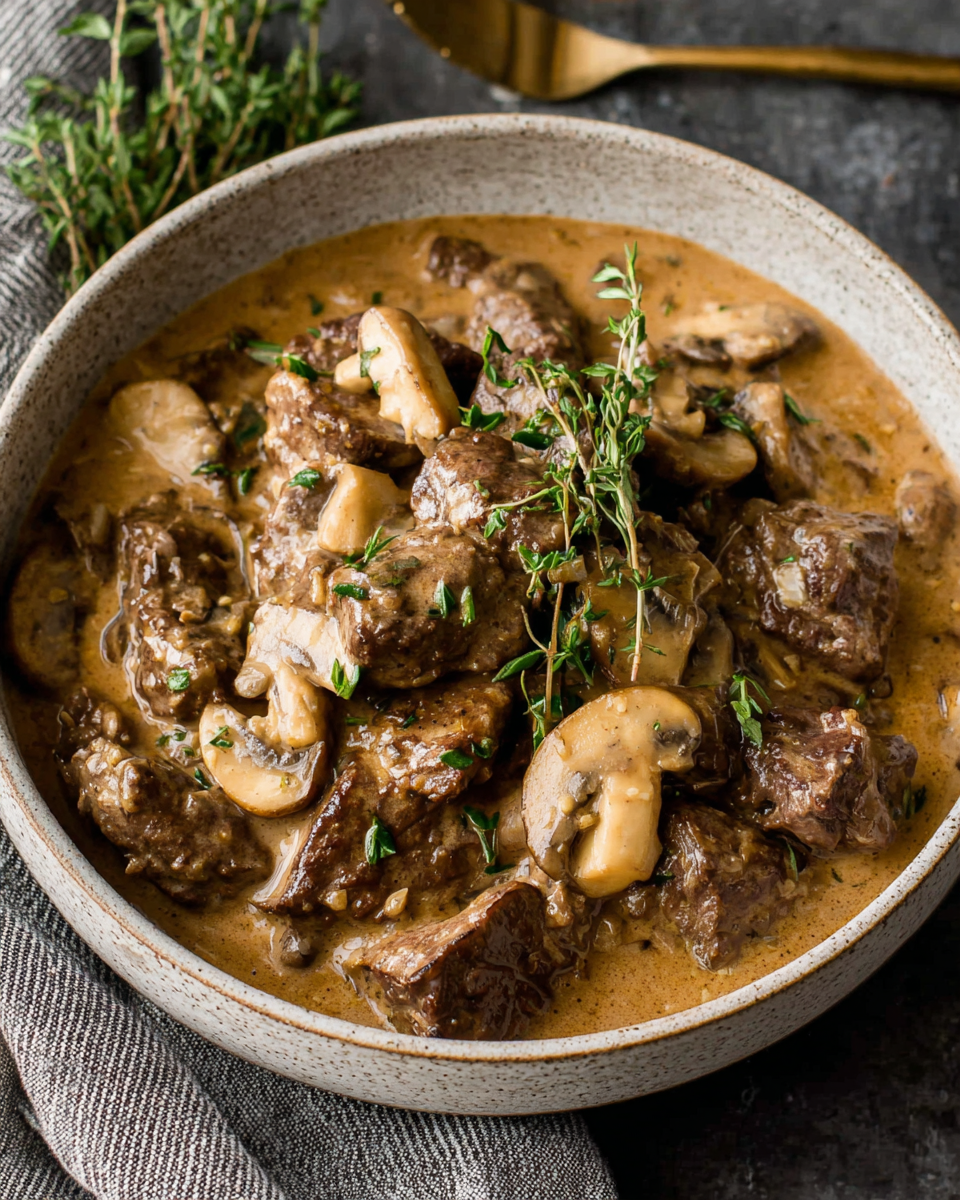 Flavorful Mushroom Slow Cooker Beef Stroganoff