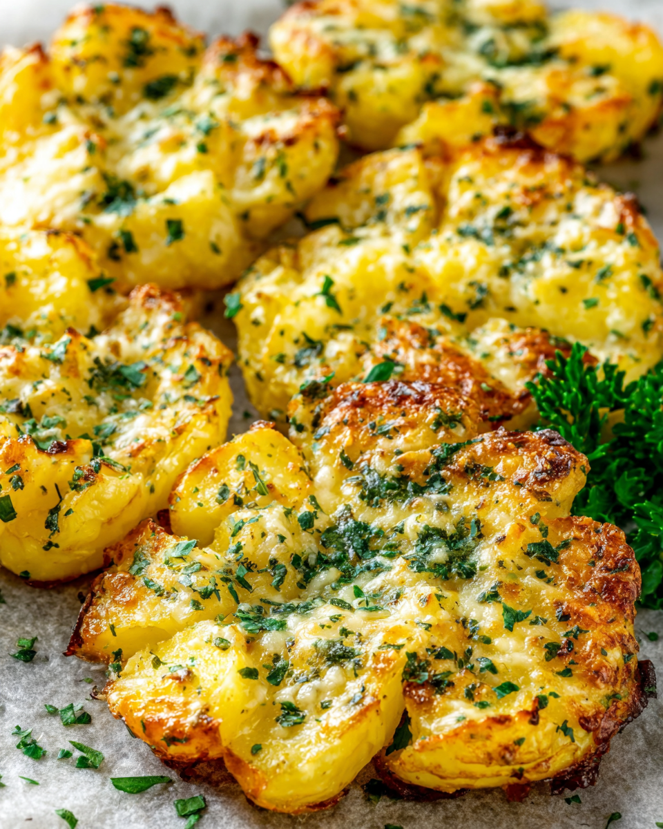 Irresistible Garlic Parmesan Smashed Potatoes Recipe