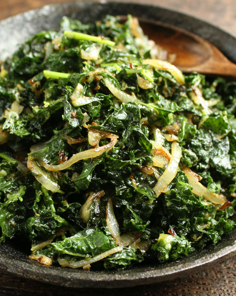 Paleo Sautéed Kale With Caramelized Onions