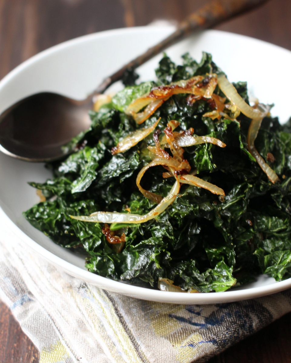 Paleo Sautéed Kale with Caramelized Onions Recipe