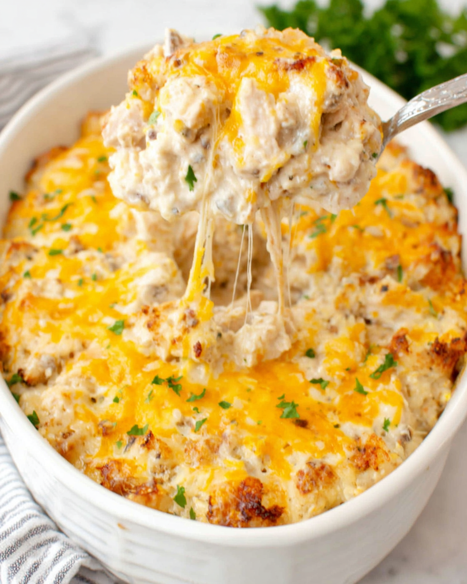 Satisfying Loaded Low Carb Chicken Casserole