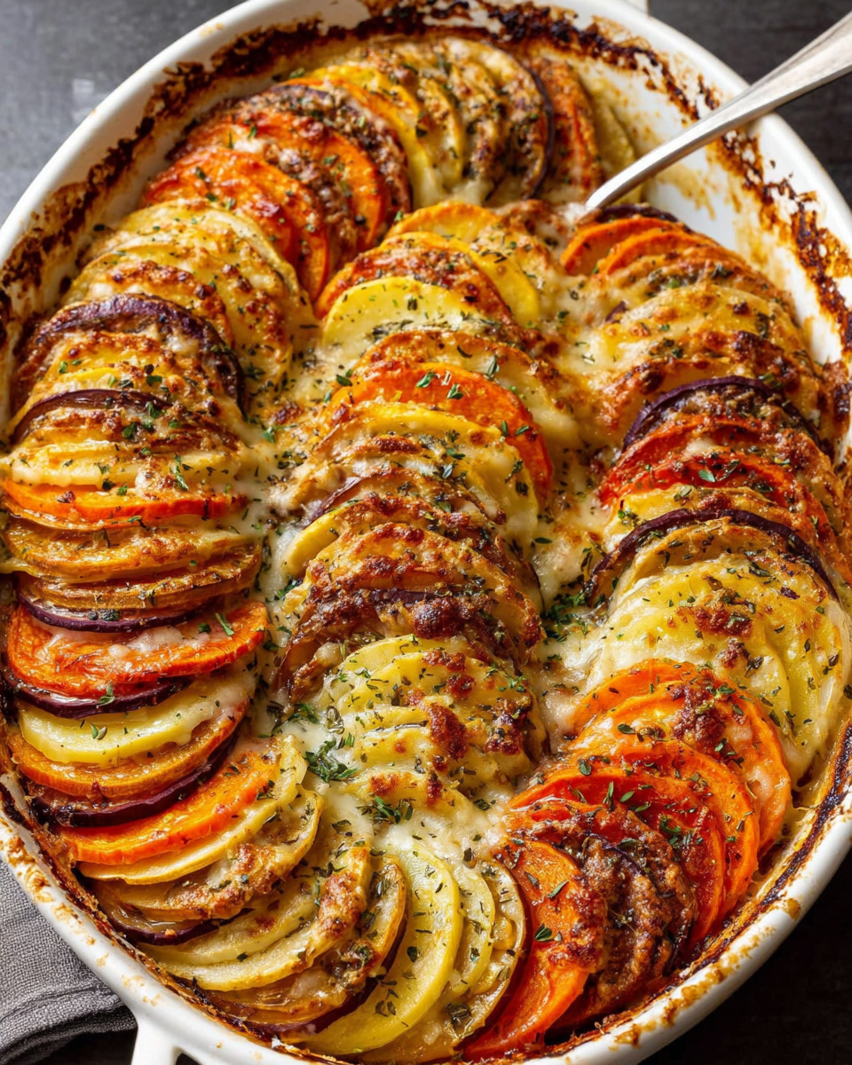 Savor the Comfort of Cheesy Root Vegetable Gratin