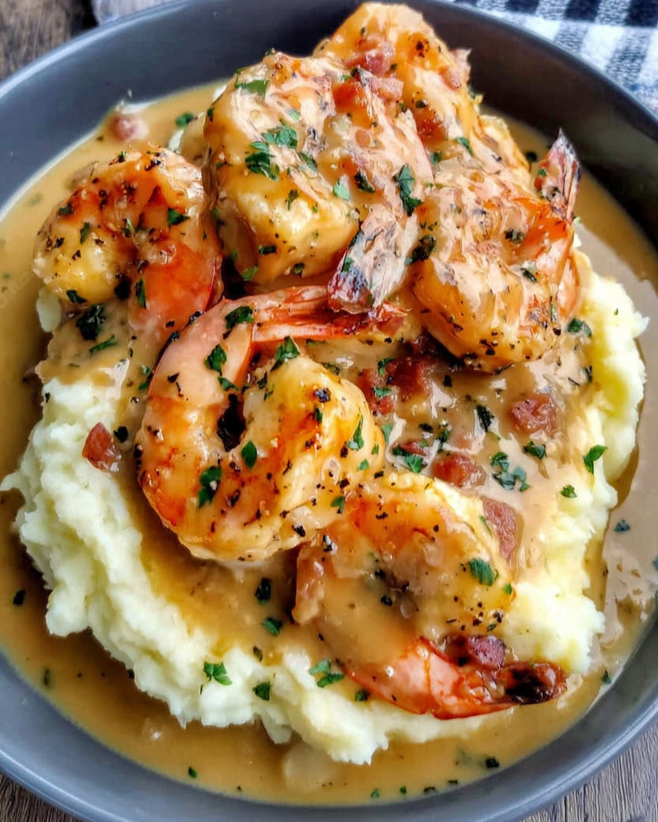 Creamy Garlic Shrimp on Silky Mashed Potatoes
