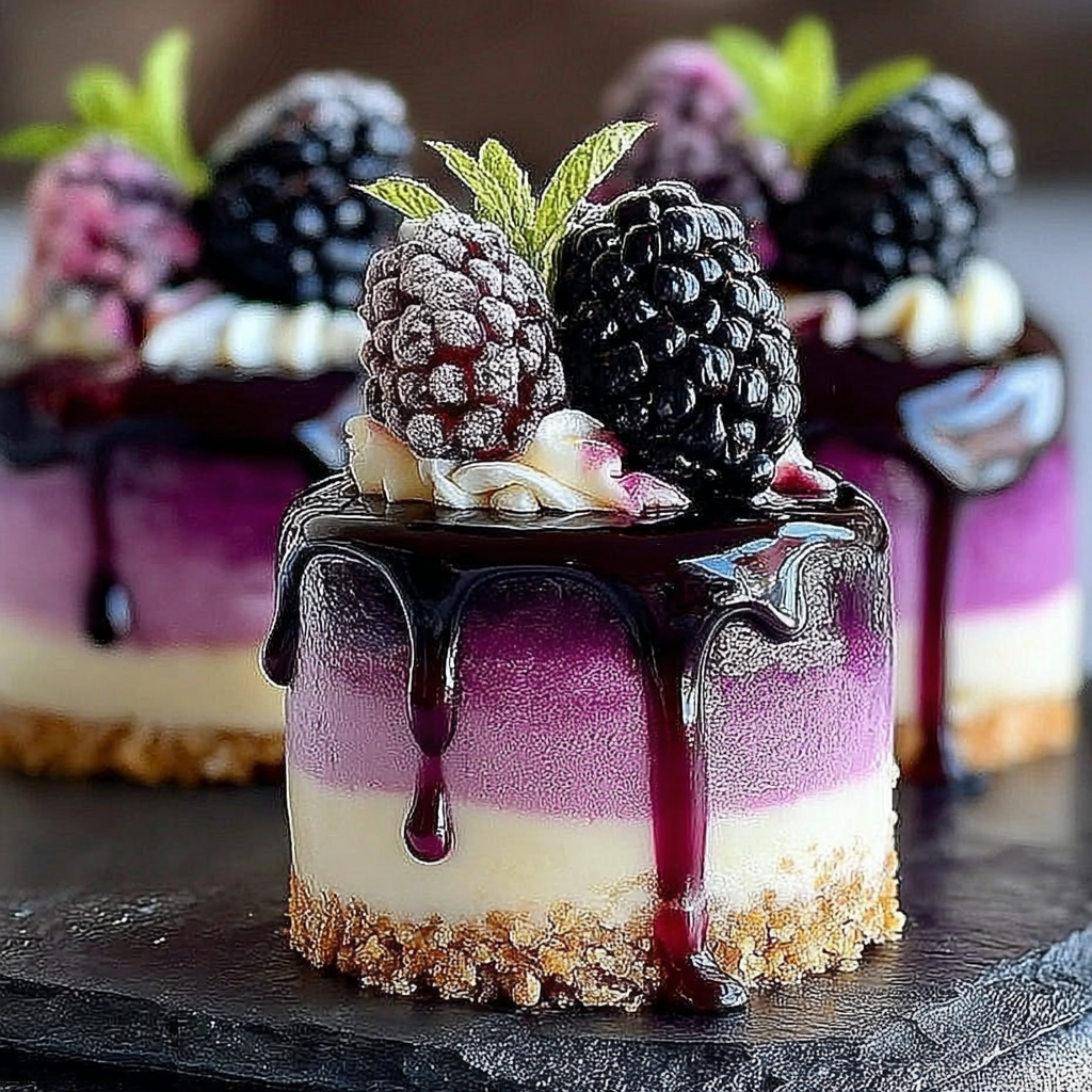 Delicious Mini Blackberry Mousse Cakes to Delight Guests