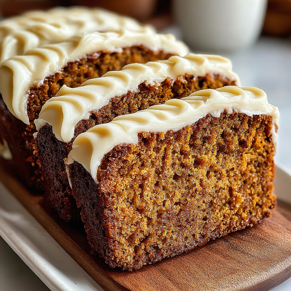 Delicious Pumpkin Bread with Cream Cheese Frosting