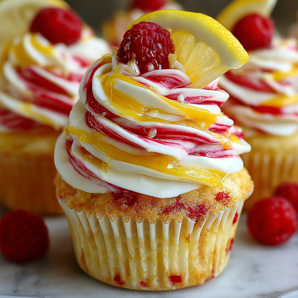 Lemon Heaven Cupcakes with Raspberry Swirl Delight