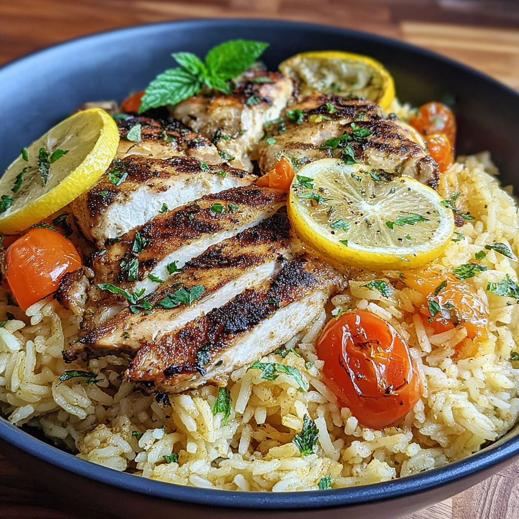 Mediterranean Chicken and Rice in One Pan