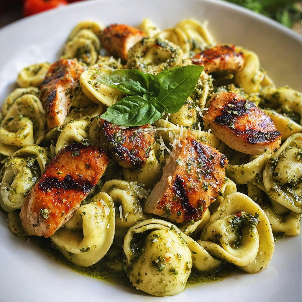 Flavorful Pesto Tortellini with Grilled Chicken