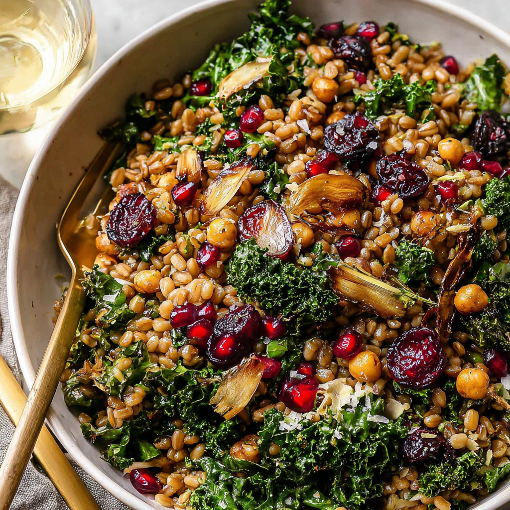 Nourishing Winter Farro & Kale Salad Recipe