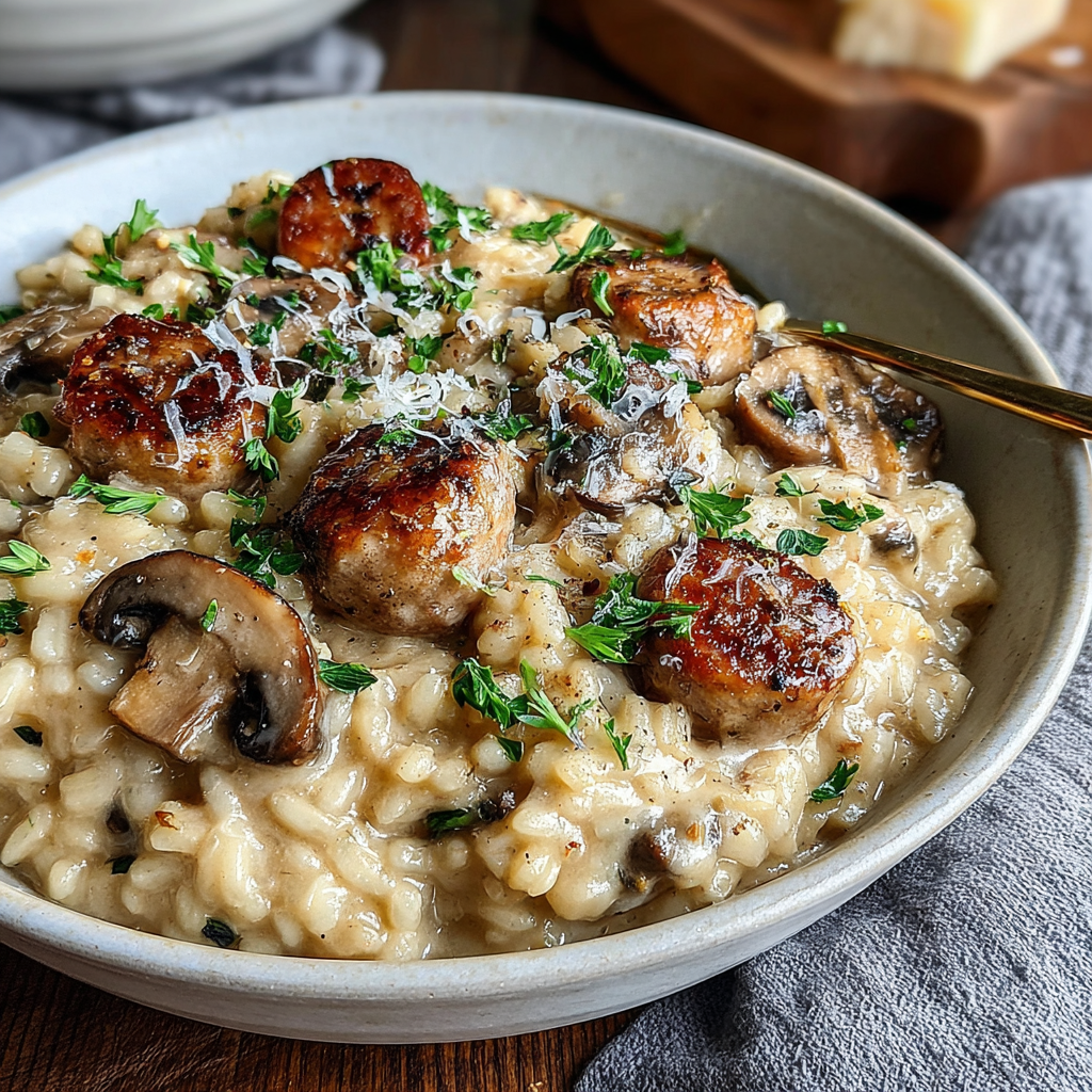 Savor the Creamy Delight of Sausage and Mushroom Risotto